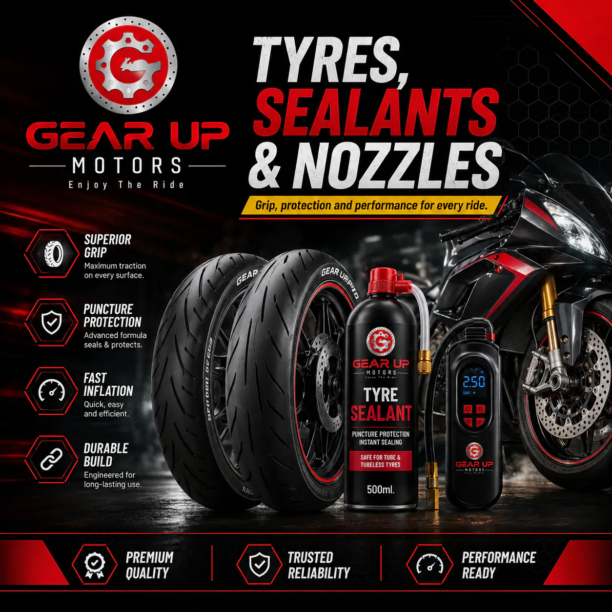 Tyres, Sealants & Nozzles